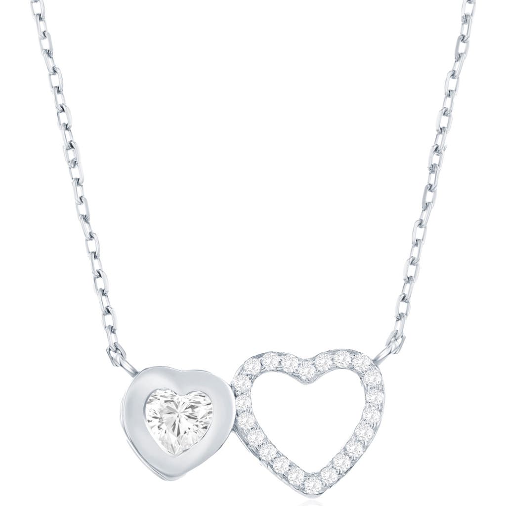 Simona Double Heart Cubic Zirconia Pendant Necklace