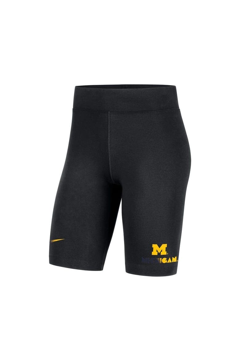 Women's Nike Black Michigan Wolverines Essential Tri-Blend Bike Shorts, Alternate, color, Black