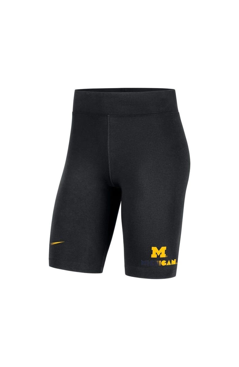 Nike Women's Nike Black Michigan Wolverines Essential Tri-Blend Bike Shorts, Alternate, color, 