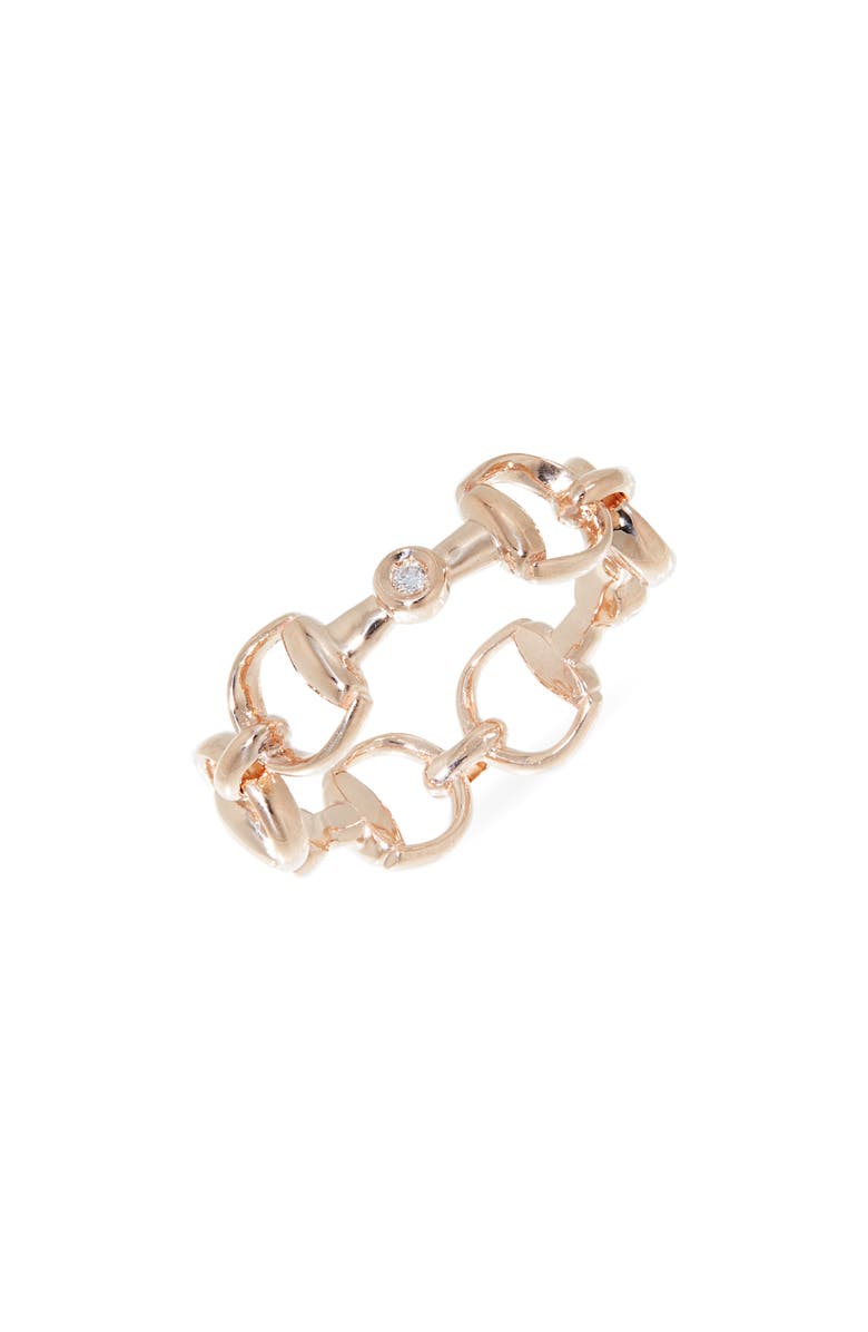 Gucci Horsebit Diamond Ring, Main, color, Rose Gold