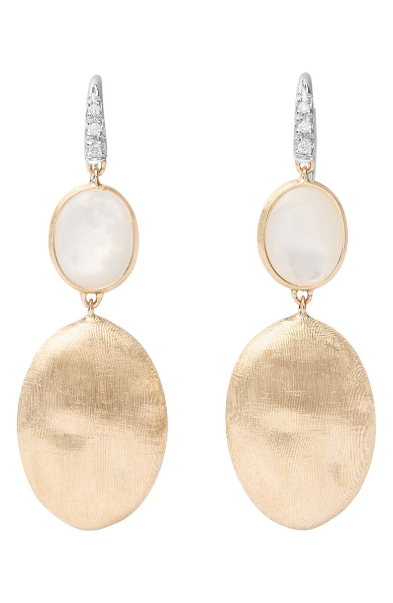 Marco Bicego Siviglia Mother-of-Pearl & Bead Drop Earrings, Main, color, Yellow/ White Gold