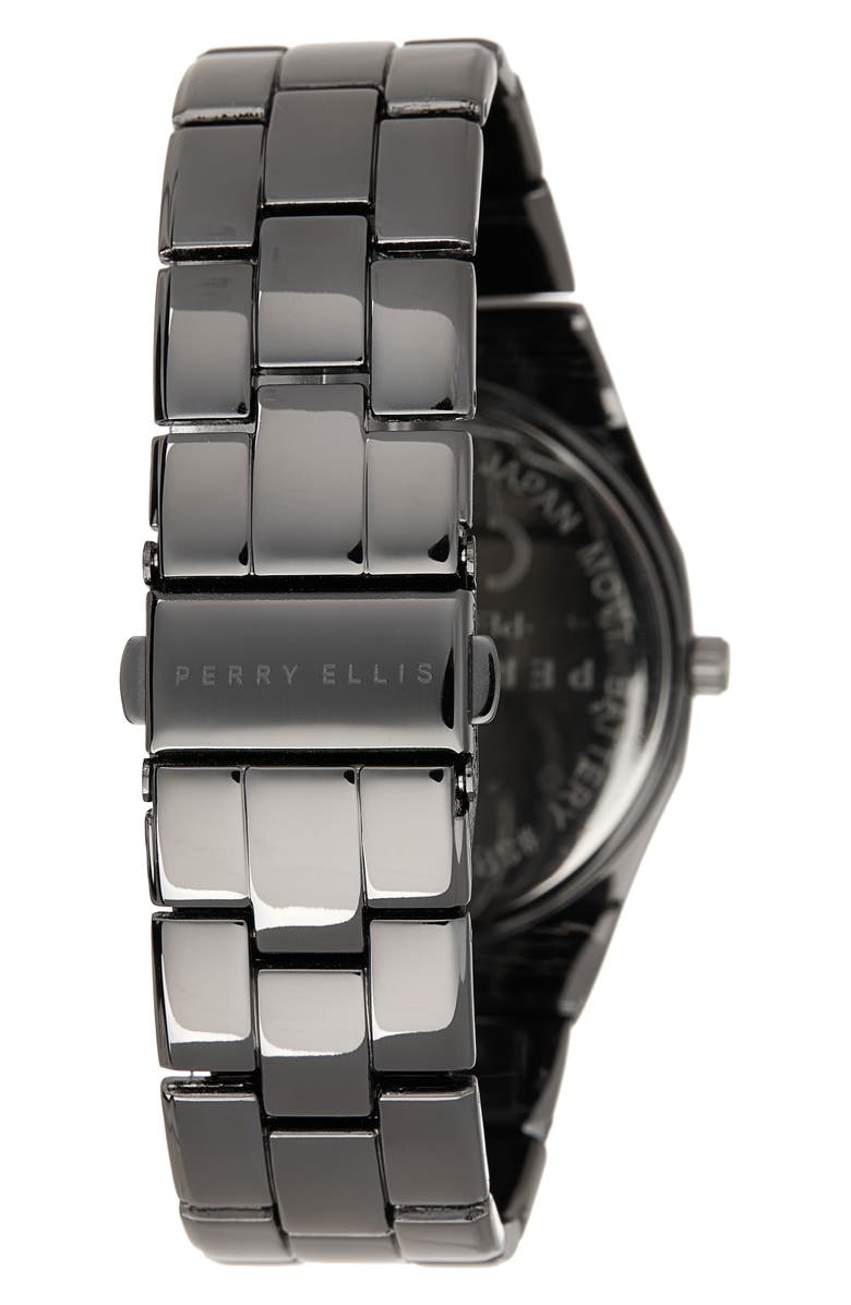 Perry Ellis Slim Diamond Bracelet Watch, 40mm, Alternate, color, Gunmetal