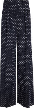 Max Mara Pleated Dot Jacquard Knit Wide Leg Pants