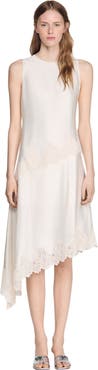 SANDRO Asymmetric satin-effect dress