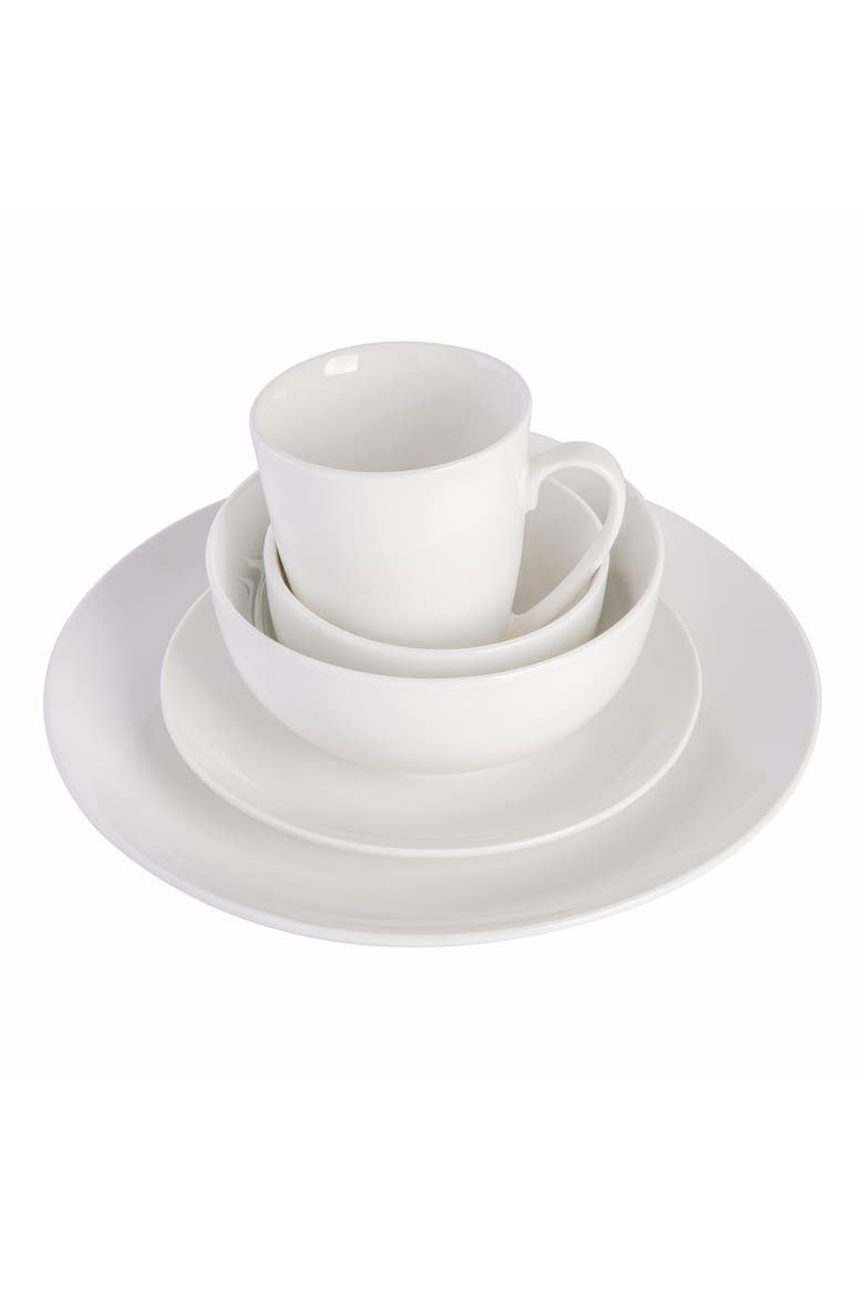 Ogalla Porcelain Plates, Bowls & Mugs Dinnerware Set, Alternate, color, White