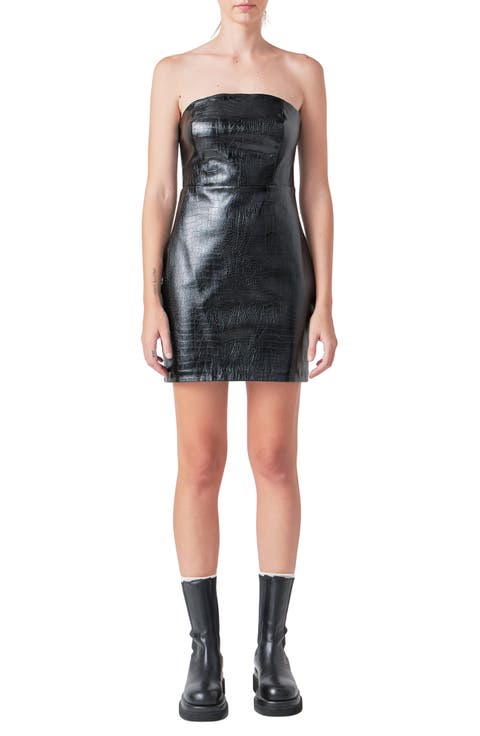 Strapless Faux Leather Minidress