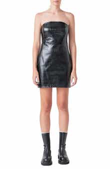 Strapless Faux Leather Minidress