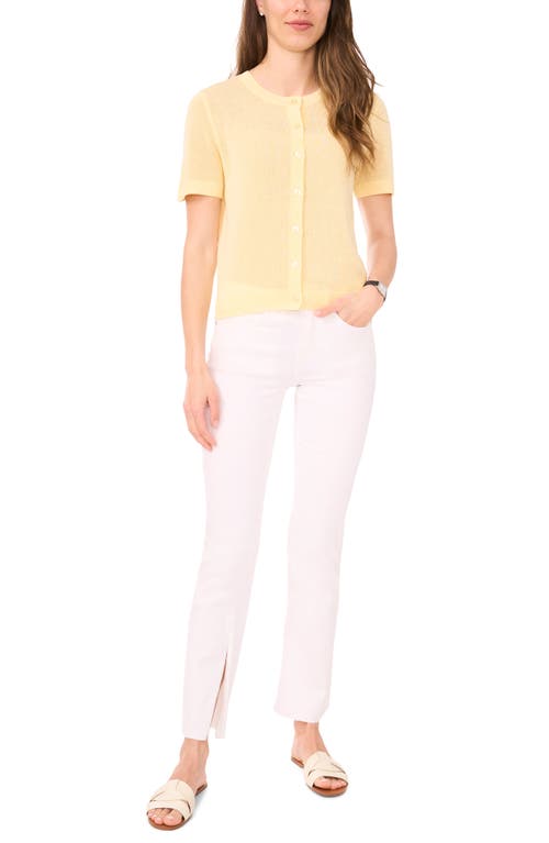 HALOGENR HALOGEN(R) SHORT SLEEVE BUTTON-UP SWEATER 
