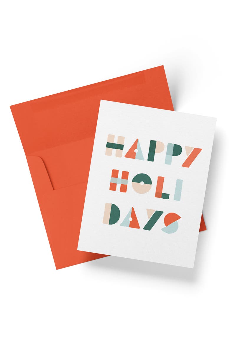 Joy Paper Co. Holiday Shapes Card Boxed Set of 8 Cards, Alternate, color, Red Envelopes