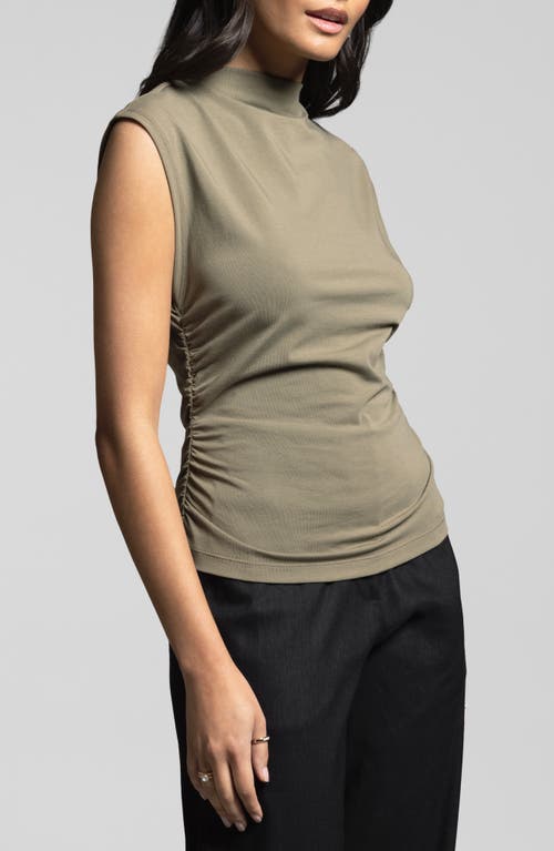 Weekend Los Angeles Simone Stretch Pima Cotton Top In Smokey Olive