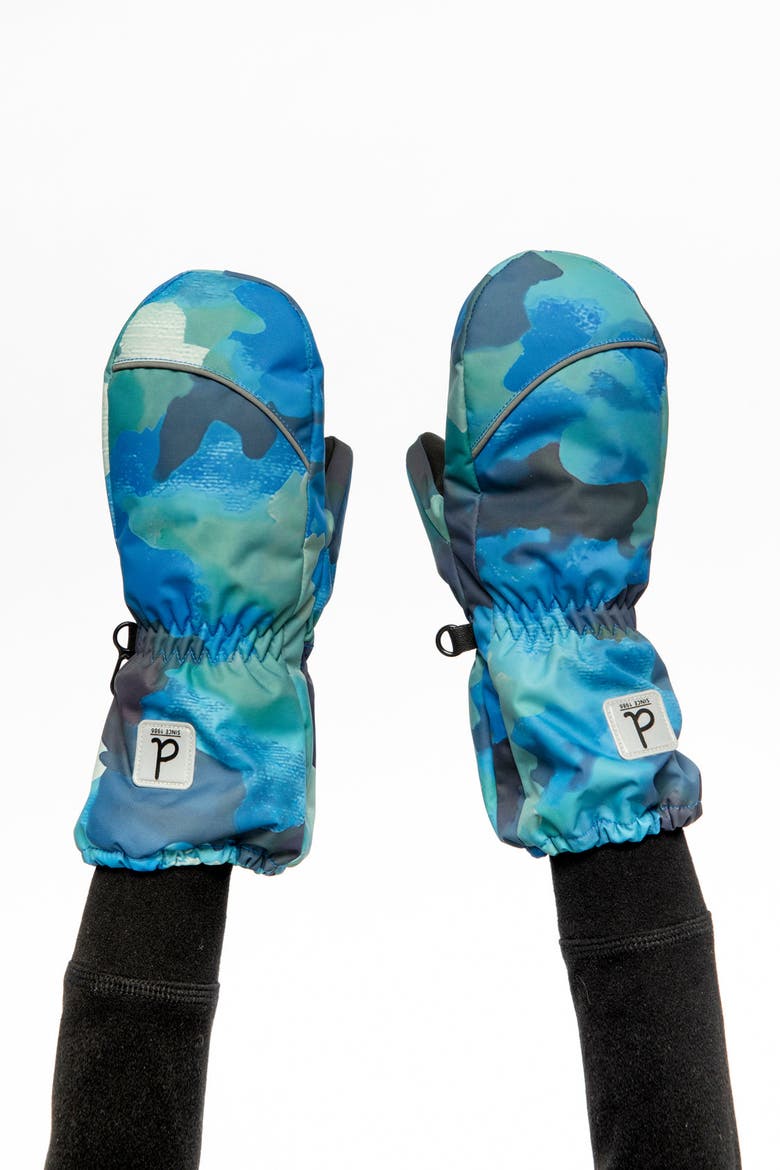 Camouflage Play Grip Rubberized Waterproof Winter Mittens, Alternate, color, Blue Camouflage