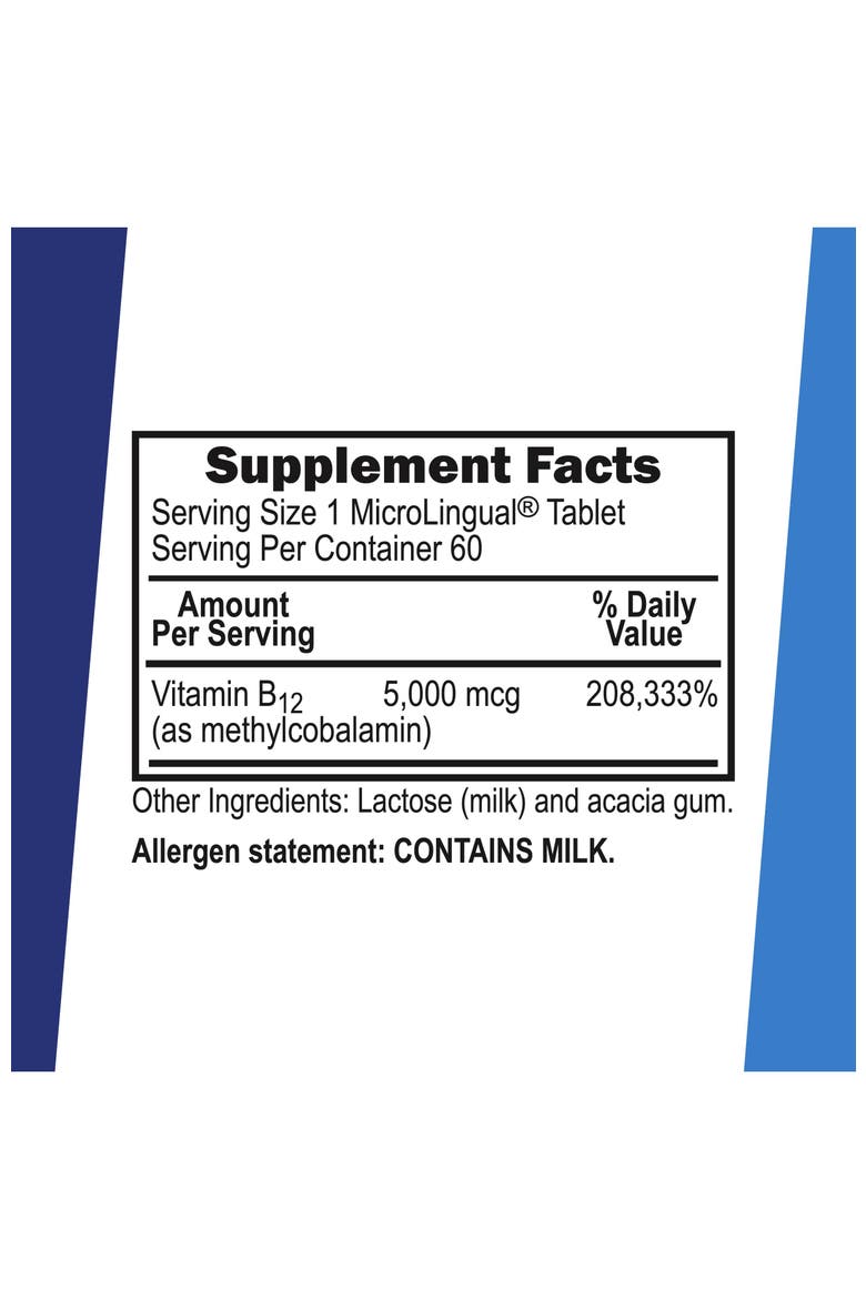 No Shot Vitamin B12 Methylcobalamin MicroLingual Tablets White, Alternate, color, White