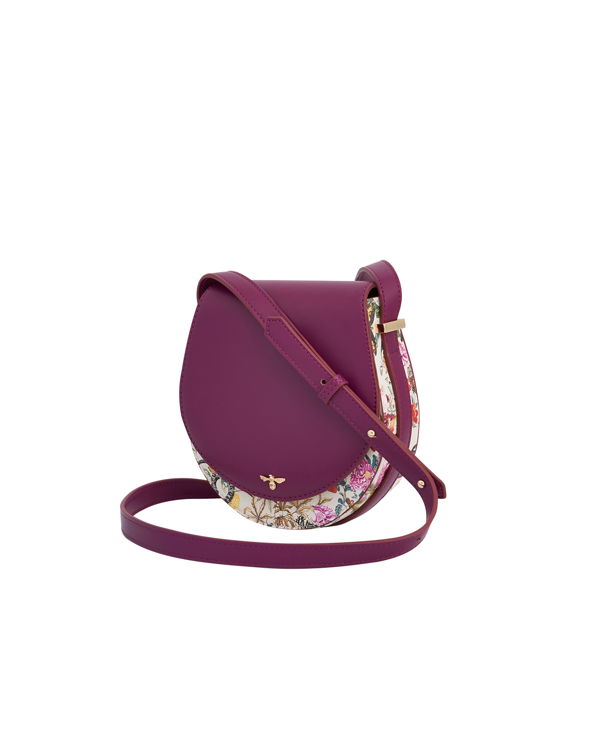 Fable England Floral Engravings Plum Saddle Bag, Alternate, color, Purple