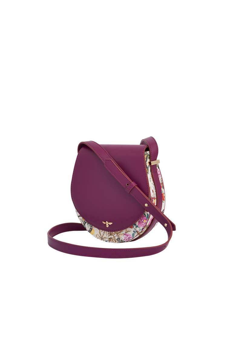 Fable England Floral Engravings Plum Saddle Bag, Alternate, color, Purple