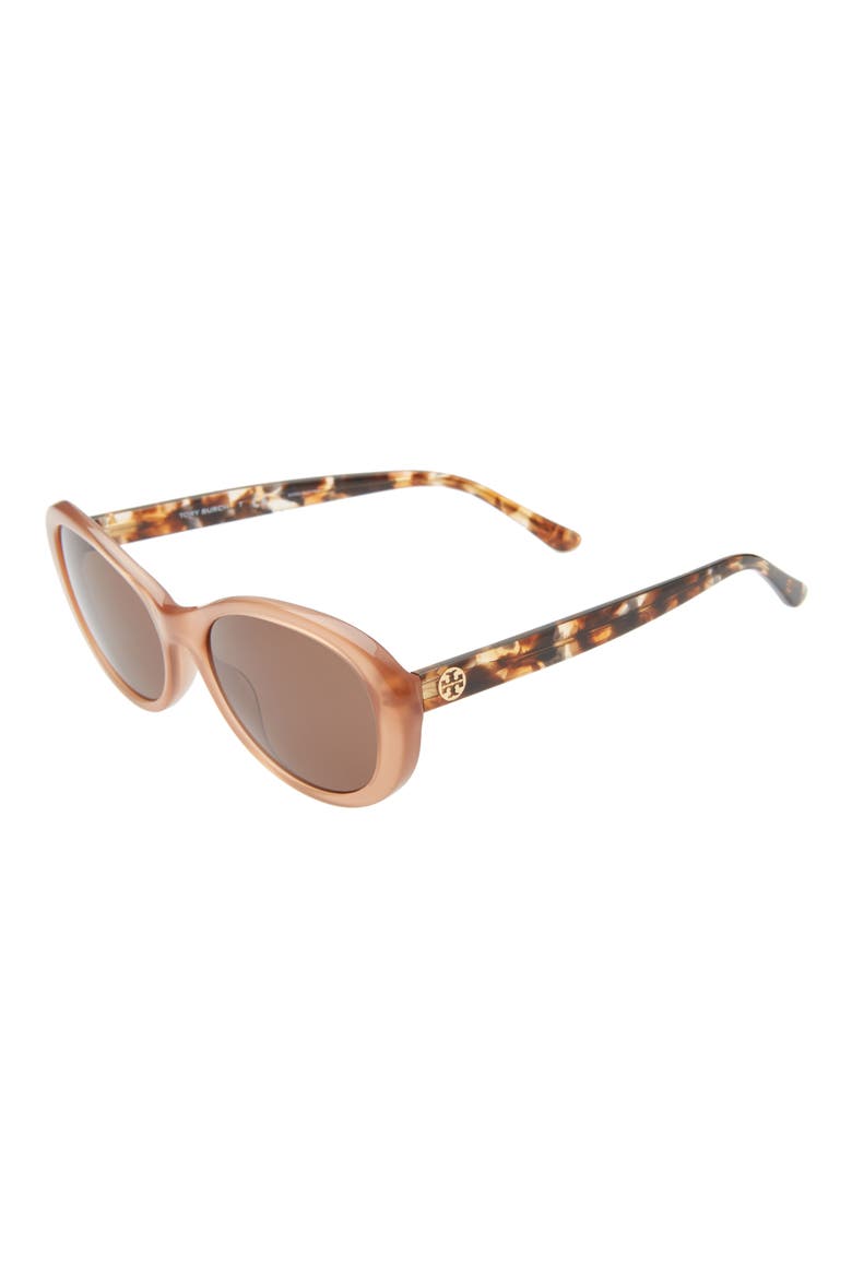 55mm Oval Sunglasses, Alternate, color, OPAL RED/ BROWN SOLID