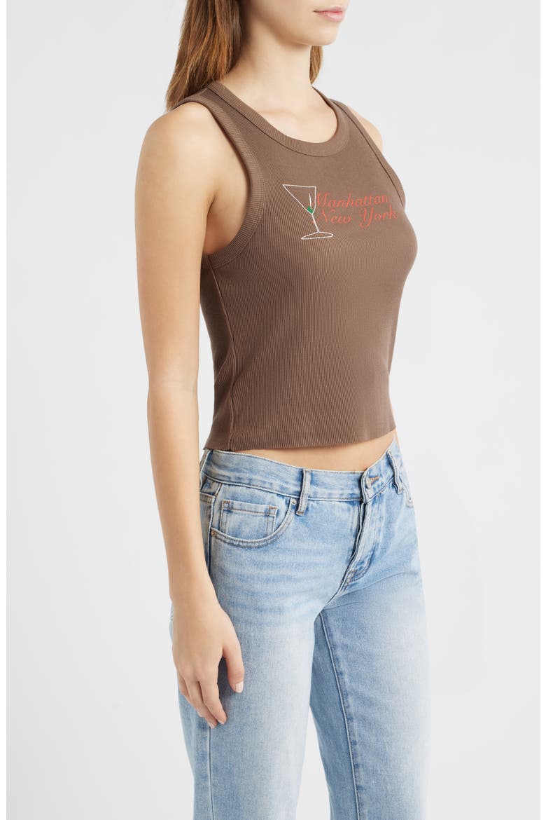 Manhattan Martini Cotton Graphic Tank, Alternate, color, COCOA