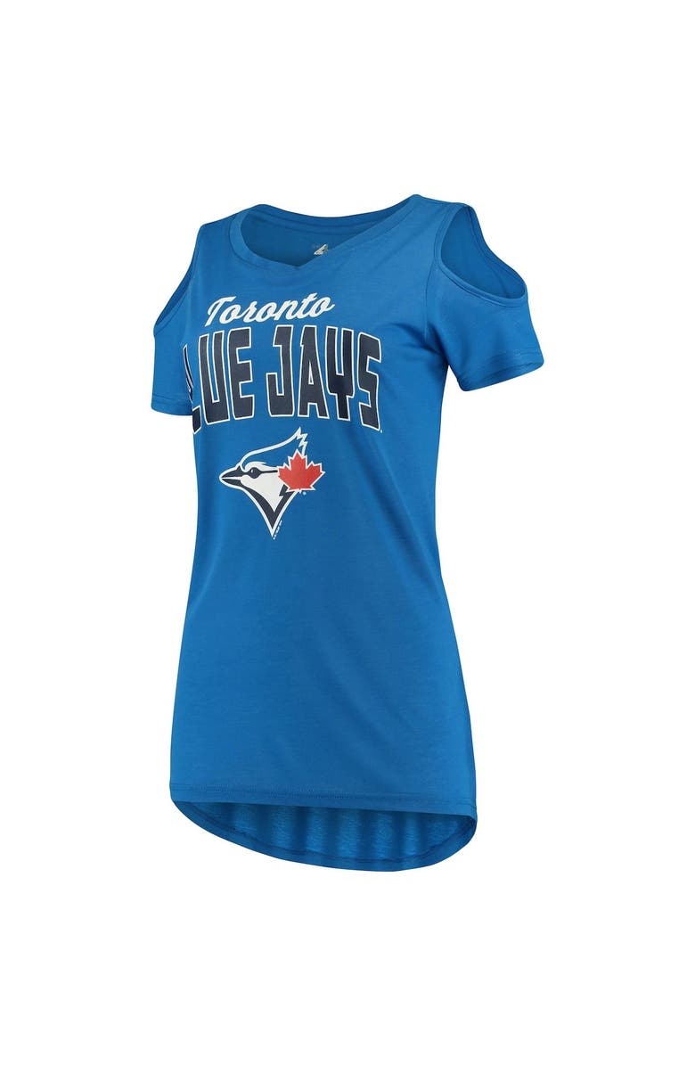 G-III 4HER BY CARL BANKS Women's G-III 4Her by Carl Banks Royal Toronto Blue Jays Clear the Bases Cold Shoulder T-Shirt, Alternate, color, 