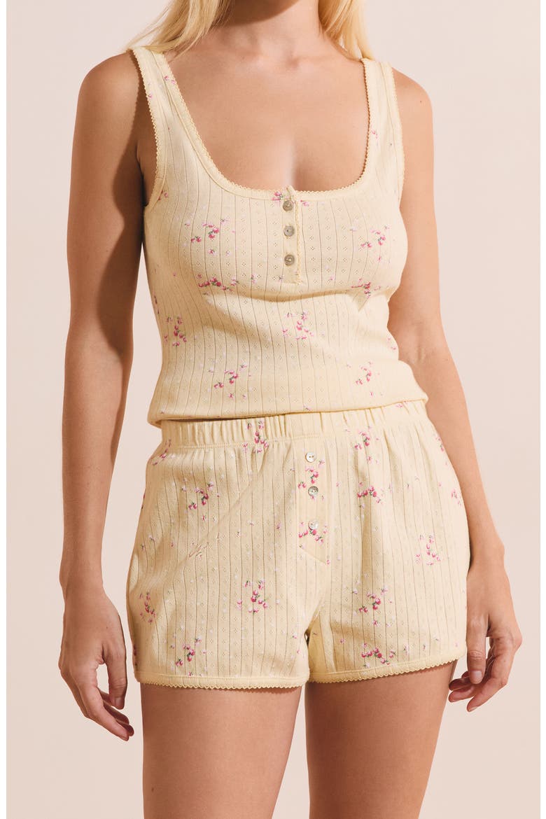 Katell Pointelle Cotton Pajama Shorts, Alternate, color, LIGHT YELLOW