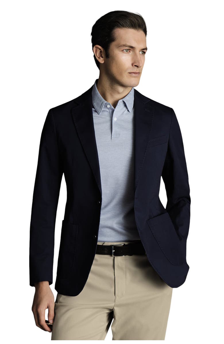 Charles Tyrwhitt Cotton Stretch Slim Fit Jacket, Main, color, Navy