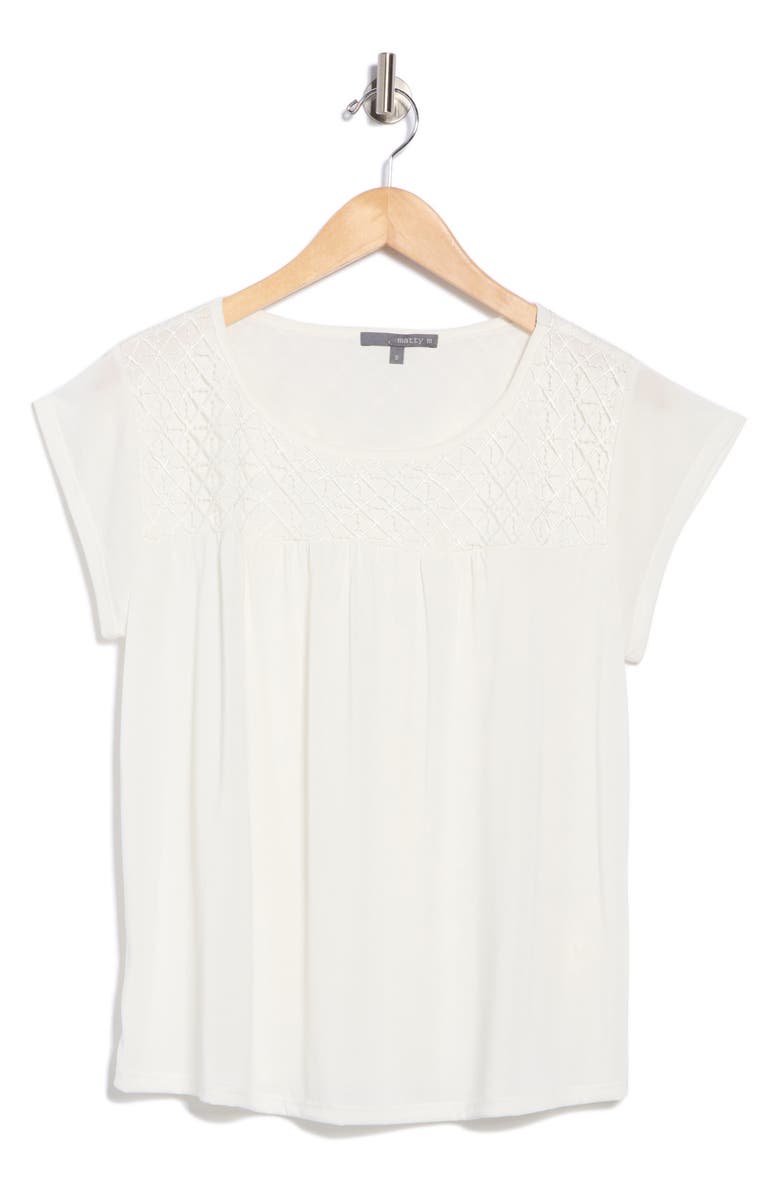 matty m. Lace Yoke Knit Top, Alternate, color, Ivory