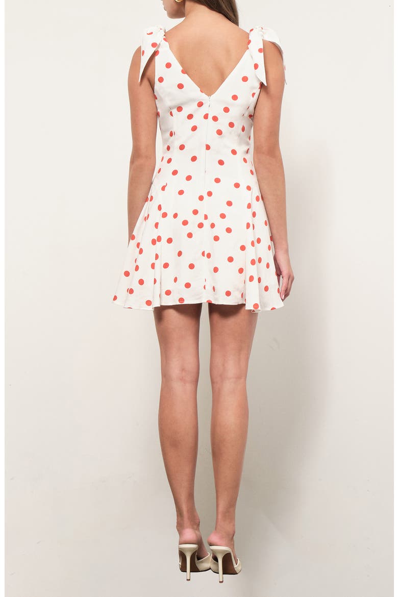 Chelsea Polka Dot Tie Shoulder Minidress, Alternate, color, WHITE ORANGE DOTS