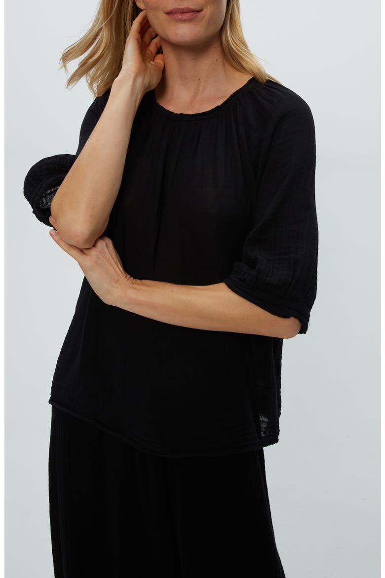 Jane Puff Sleeve Top, Main, color, BLACK