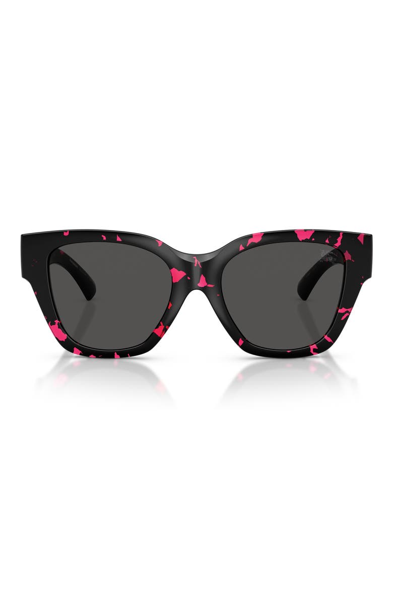53mm Square Sunglasses, Main, color, FUCHSIA HAVANA / DARK GREY
