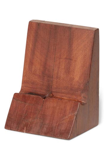 Roselli Trading Company Wood Platform Phone Holder In Wood