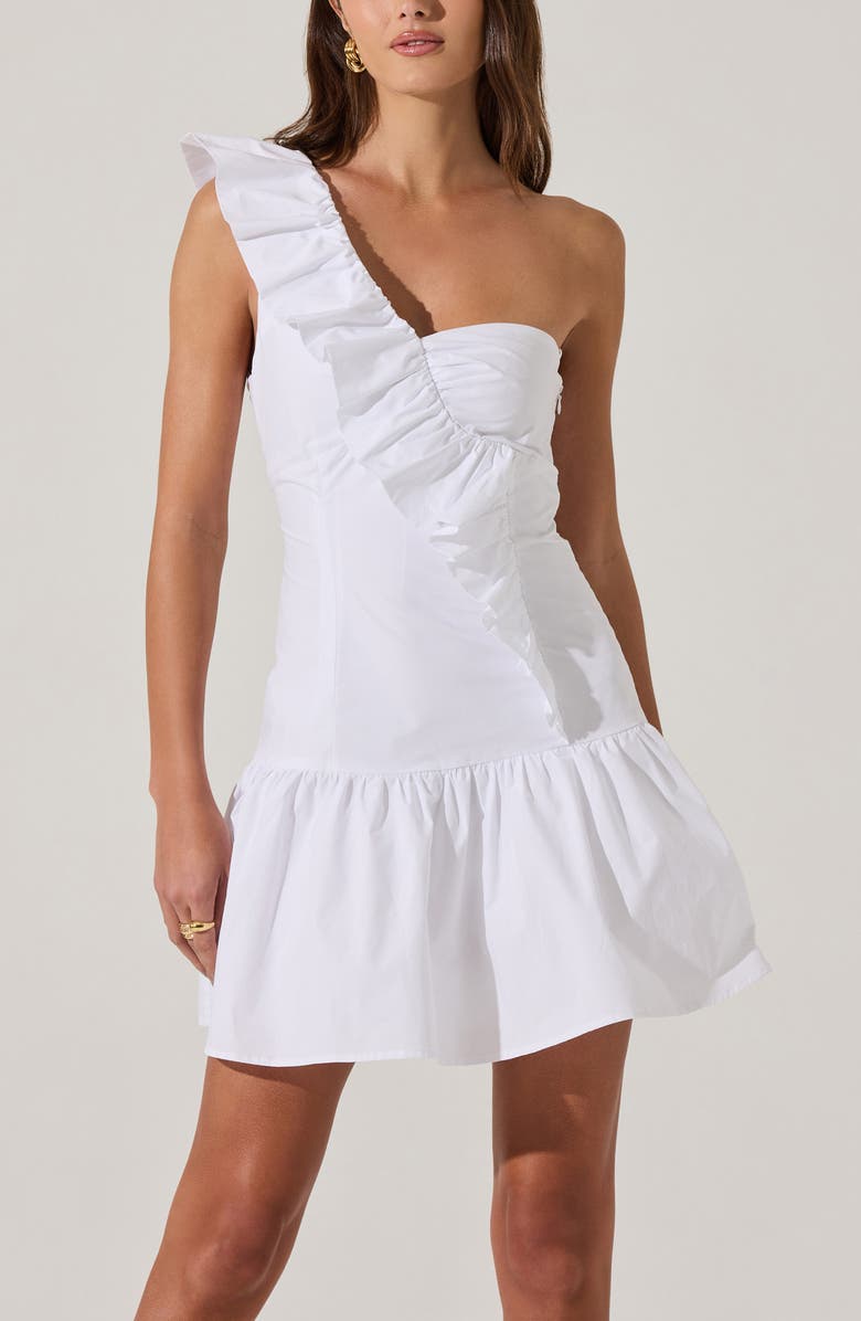 ASTR the Label Asymmetric Ruffle Minidress, Alternate, color, White