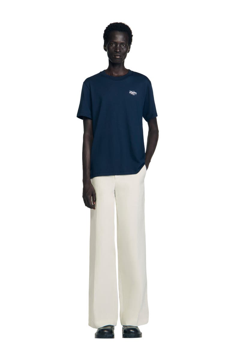 SANDRO T-shirt with appliqué logo, Alternate, color, Midnight Blue