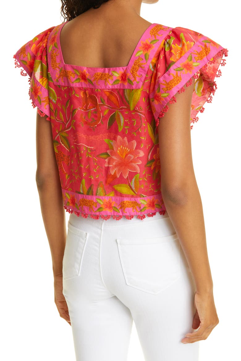 Solar Forest Square Neck Cotton Blouse, Alternate, color, SOLAR FOREST