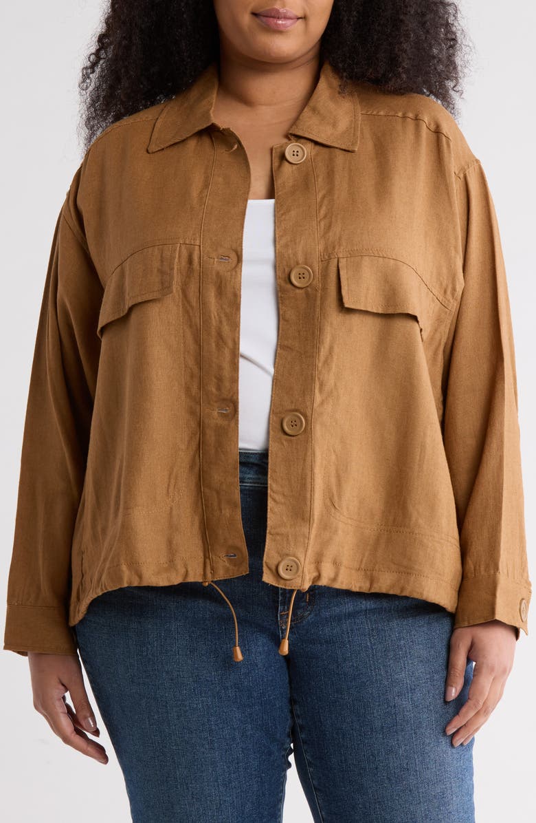 MAX STUDIO Linen & Cotton Twill Utility Jacket, Main, color, 