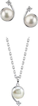 The Pearl Source White Freshwater Cultured Pearl & Cubic Zirconia Shooting Star Jewelry Set