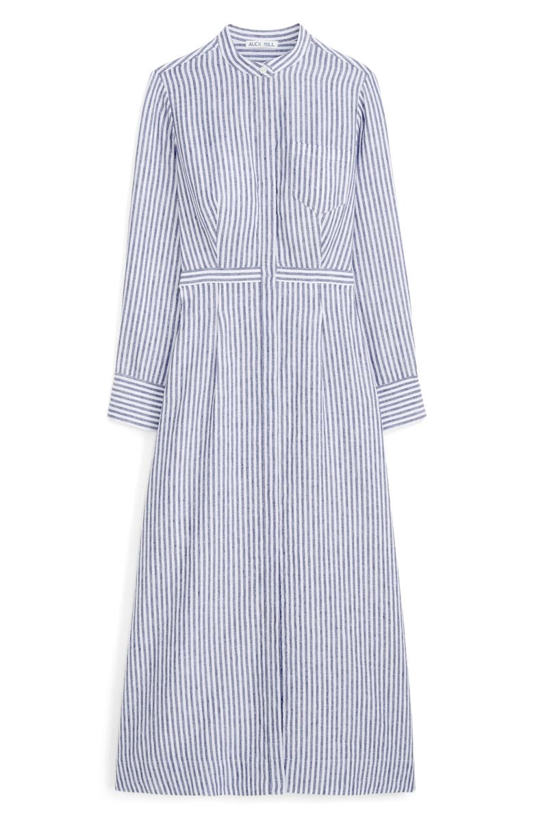 Alex Mill Isabella Long Sleeve Stripe Linen Shirtdress, Alternate, color, Navy / Ivory