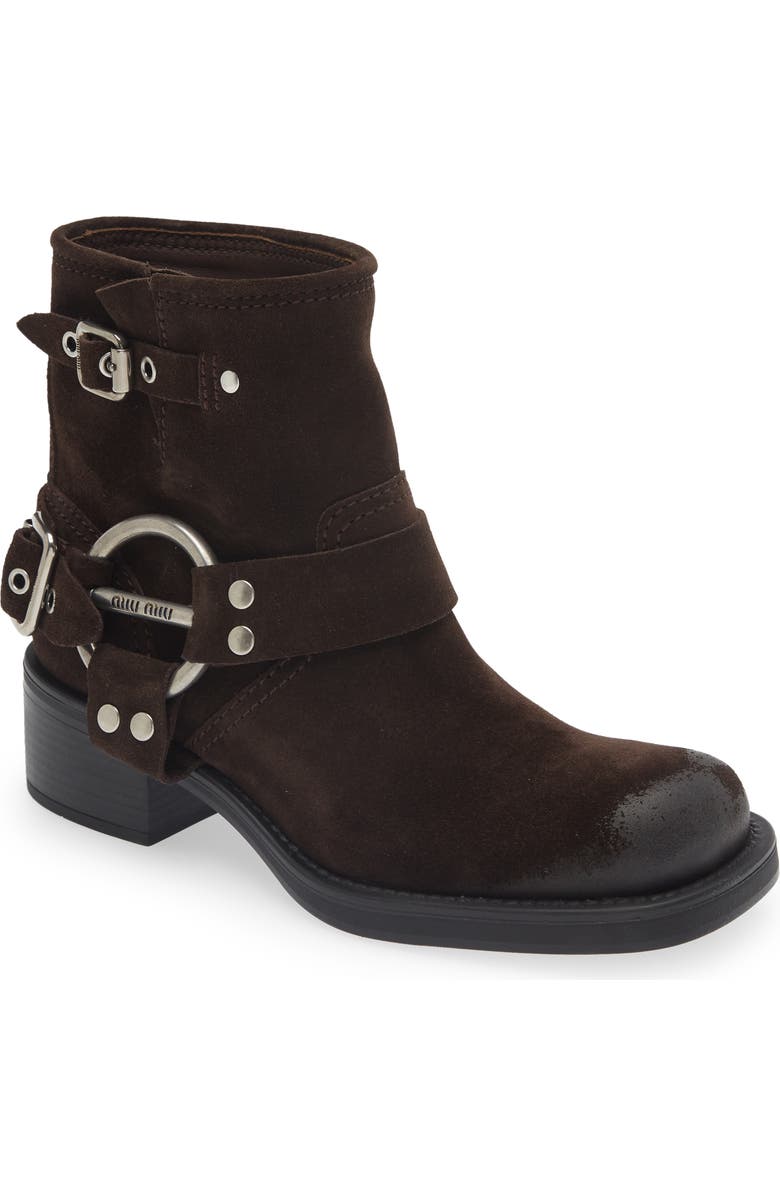 Miu Miu Harness Biker Ankle Boot, Main, color,