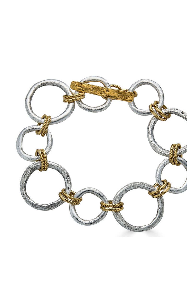 Loni Paul Jewelry Mixed Metal Sculpted Circle Bracelet, Main, color, Silver