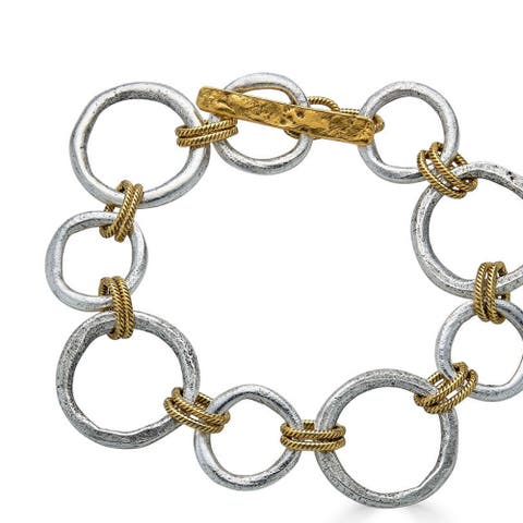 Mixed Metal Sculpted Circle Bracelet