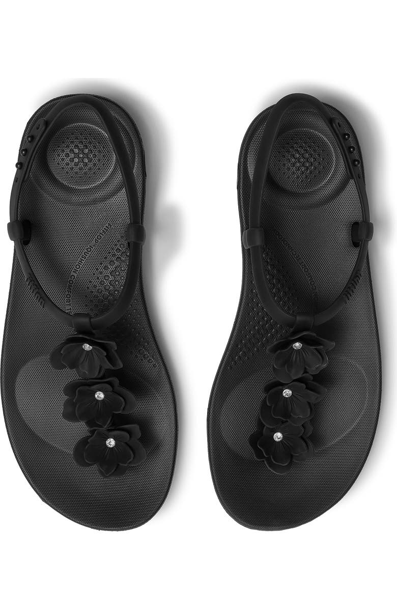 FitFlop Splash Flower T-Strap Sandal, Alternate, color, Black