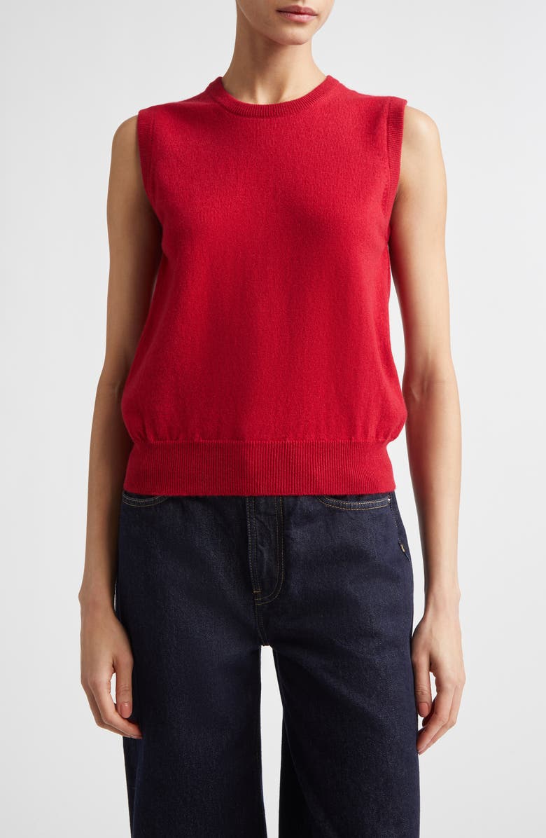 Johnstons of Elgin Iris Cashmere Sweater Vest, Main, color, Claret