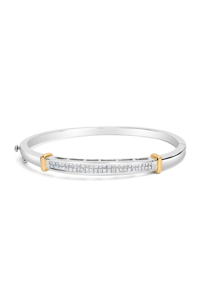 14K Two-Toned Gold Princess Cut Diamond Fashion Bangle, Main, color, Yellow