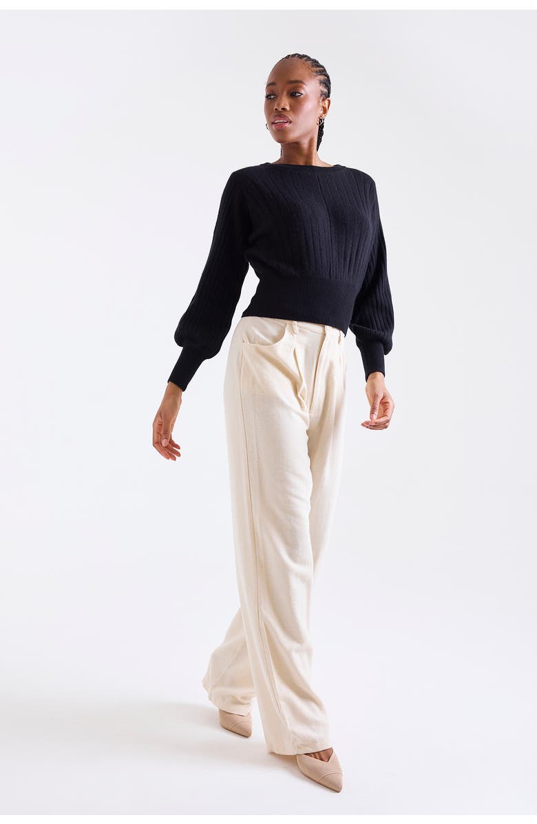 1982 Rosa Ribbed 100% Cashmere Sweater, Alternate, color, Black