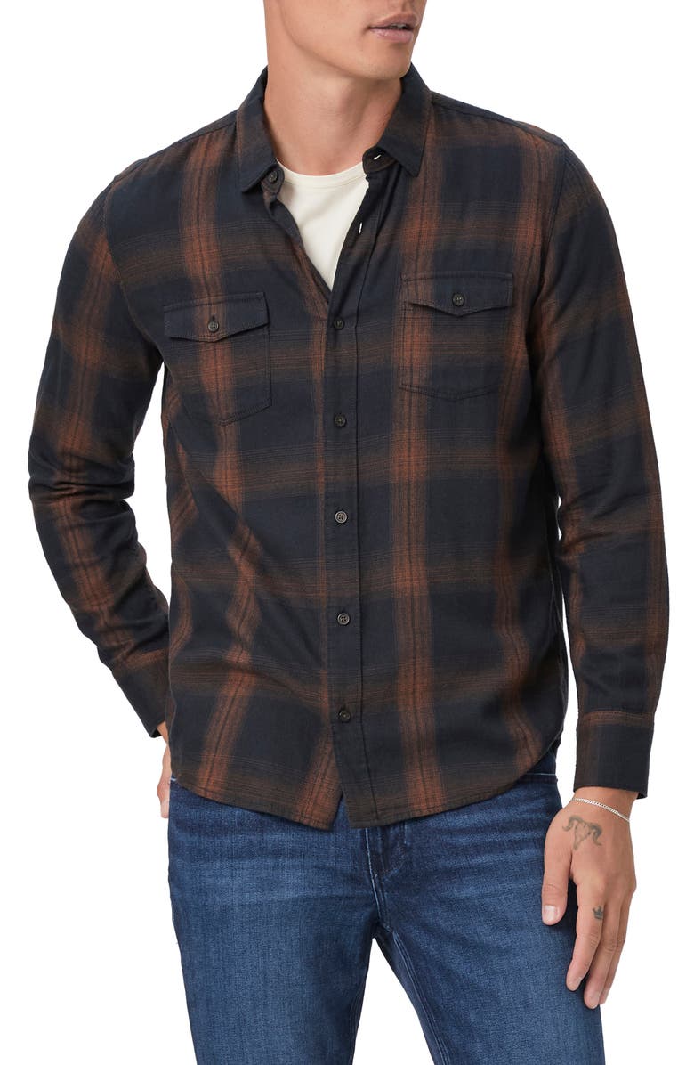 PAIGE Everett Plaid Flannel Button-Up Shirt, Main, color, 