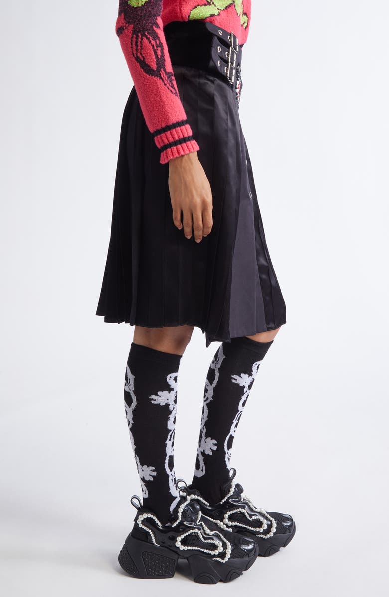 Chopova Lowena Lockhead Belted Cotton Skirt, Alternate, color, Black