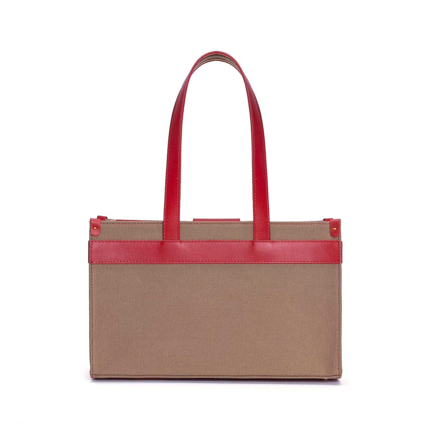 Midi Leather & Canvas Tote Bag with Pockets, Alternate, color, Red