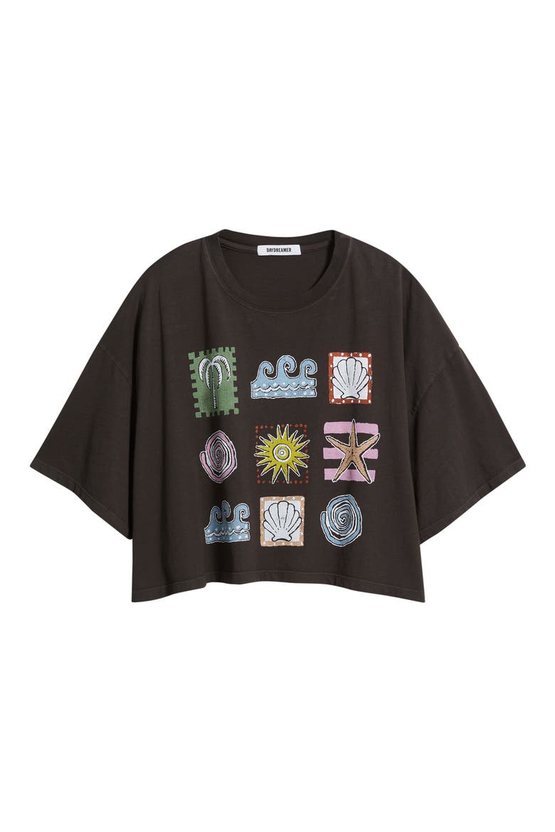 Seaside Doodle Grid Cropped Graphic Tee, Alternate, color, REACTIVE BLACK