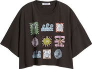 Daydreamer Seaside Doodle Grid Cropped Graphic Tee