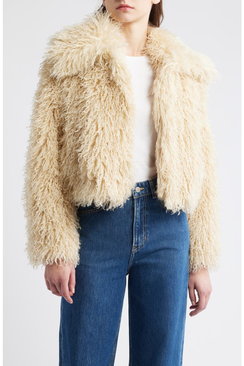 Cefura Faux Fur Jacket, Main, color, OPEN YELLOW