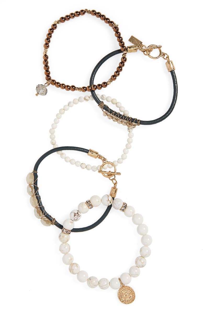 Canvas Jewelry 5-Piece Semiprecious Stone Stacking Bracelet, Main, color,