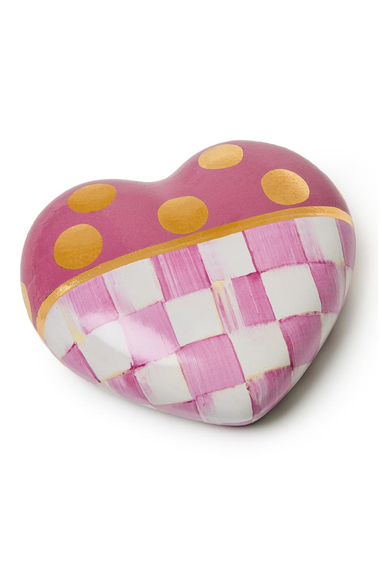 Pink Dotty Ceramic Heart, Alternate, color, ROSY