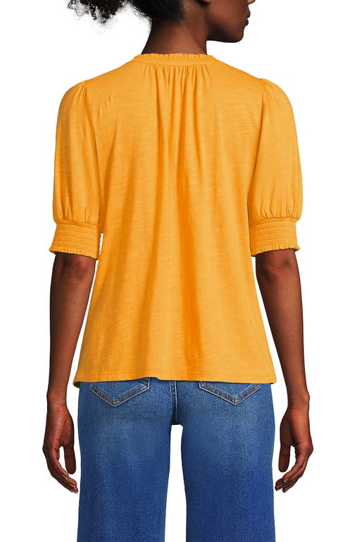 Lands' End Button Pintuck Puff Sleeve Top In Sweet Mango